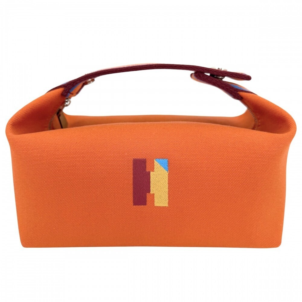 Hermes handbag for women, Bride à Black H Pavillon PM pouch, cotton, orange, ...